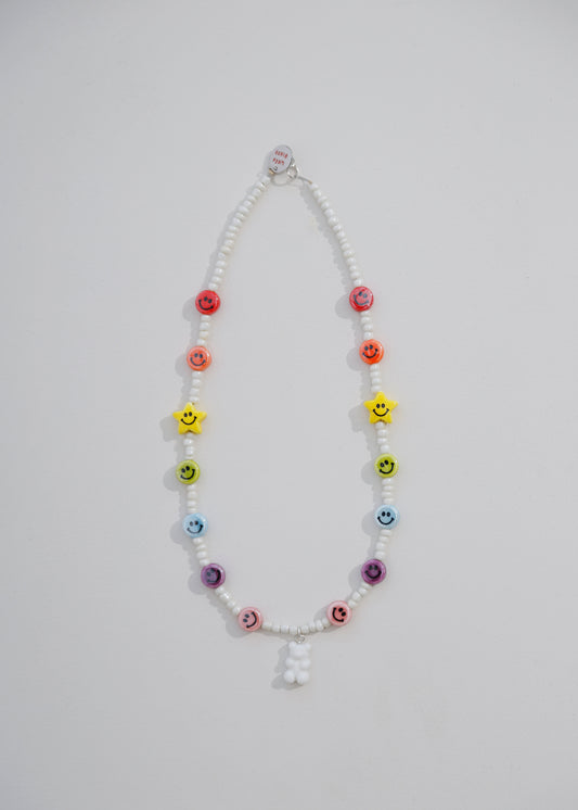 rainbow happy faces necklace