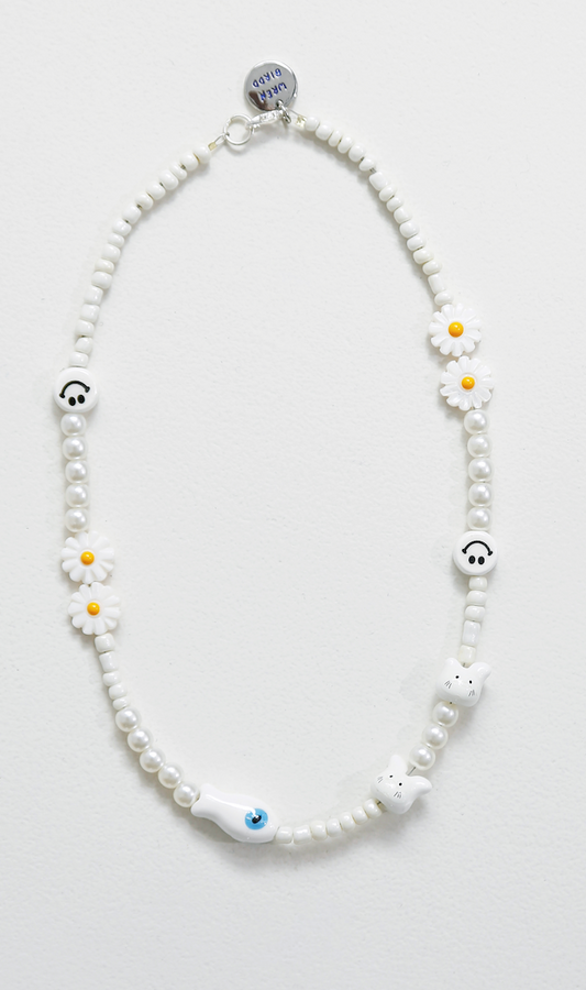 White Smiley Cat Necklace